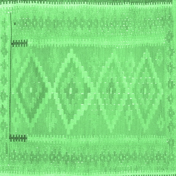 Ahgly Company Indoor Square Oriental Emerald Green Traditional Area Rugs, 3' Square