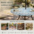 thumbnail image 6 of Round Outdoor Tablecloth with Umbrella Hole and Zipper, Teal Blue Spring Floral Tablecloth with Elastic Waterproof, Vintage Elegant Summer Botanical Patio Table Covers for 55" - 60" Pool Tables, 6 of 9