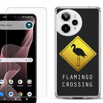 Phone Case for Cricket Icon Plus 2026, with Screen Protector, by OneToughShield - Flamingo