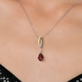 thumbnail image 3 of Gem Stone King 925 Silver and 10K Yellow Gold Red Garnet and White Lab Grown Diamond Pendant Necklace for Women | 1.43 Cttw | Gemstone January Birthstone | Pear Shape 9X6MM | With 18 inch Chain, 3 of 6