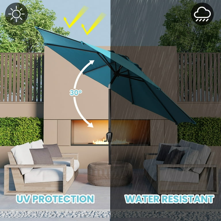 bed bath and beyond patio table umbrellas Patio Umbrella, 9 FT Outdoor Umbrellas Waterproof for Pool Table Deck Porch  Yard Garden, Market Umbrella with 8 Sturdy Ribs - Bed Bath & Beyond