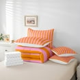 thumbnail image 6 of Feelyou Orange Pink Striped Bedding Comforter Set 7pcs for Kids, Abstract Ombre King Bedding Sets, Modern Fashion Reversible Bed Sheets, Breathable Home Decor, 3pcs, 6 of 8