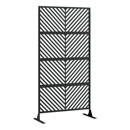 Goldensoil Outdoor Metal Privacy Screen , Freestanding Fence Panel for Outside, 72" H×40" W, Black
