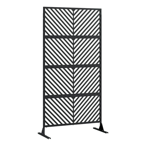 Goldensoil Outdoor Metal Privacy Screen , Freestanding Fence Panel for Outside, 72" H×40" W, Black