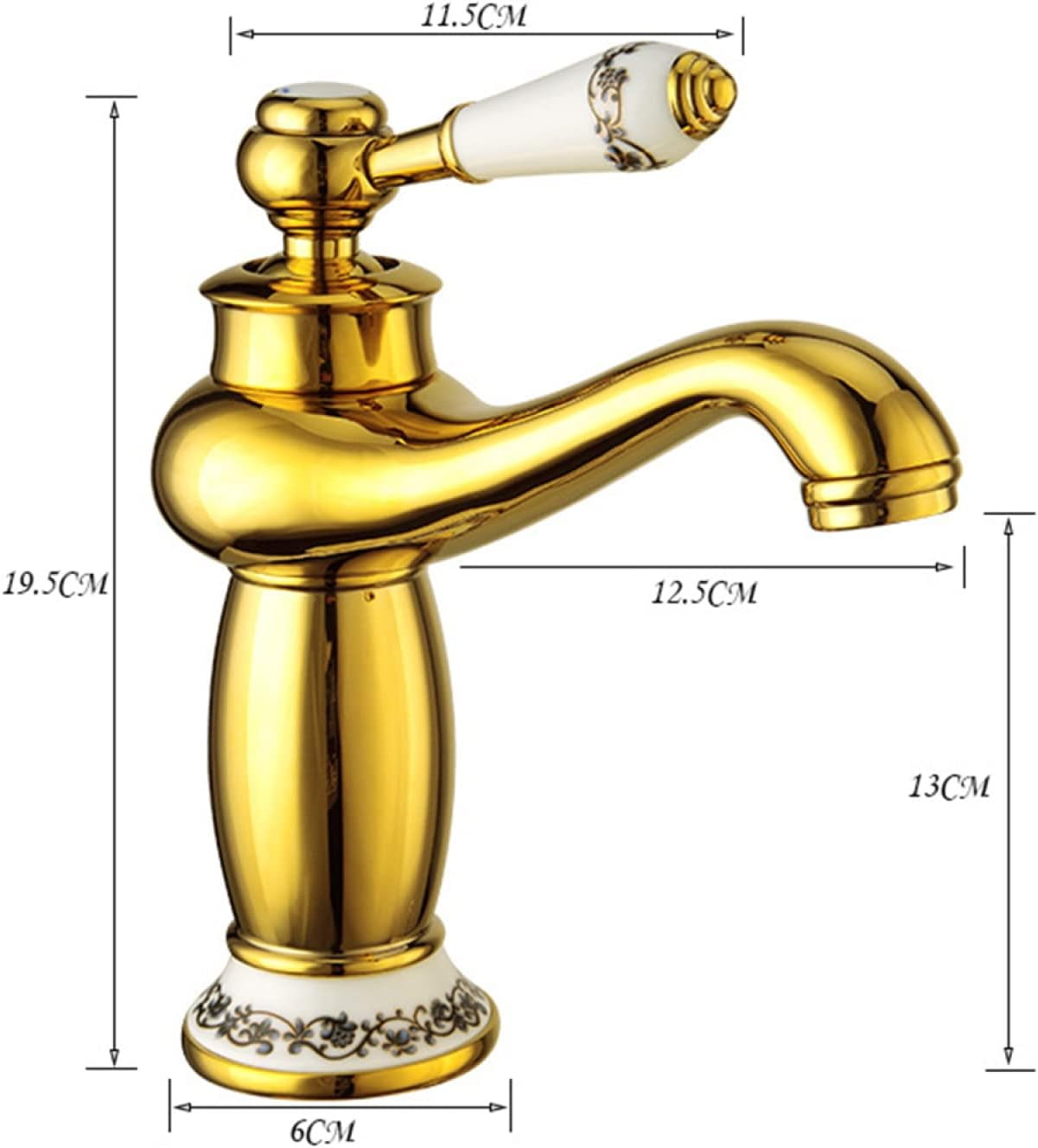 Vintage Bathroom Faucet, Brass Sink Faucet Bathroom, Hot and Cold Sink Mixer Tap Faucet, Single Hole Single Handle Bathroom Sink Faucet, Gold
