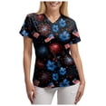thumbnail image 5 of GEWSEY Scrubs for Women Patriotic Nurse Shirt 4th of July Plus Size V Neck Short Sleeve Scrub Top American Flag Nursing Tops (Black, M), 5 of 8