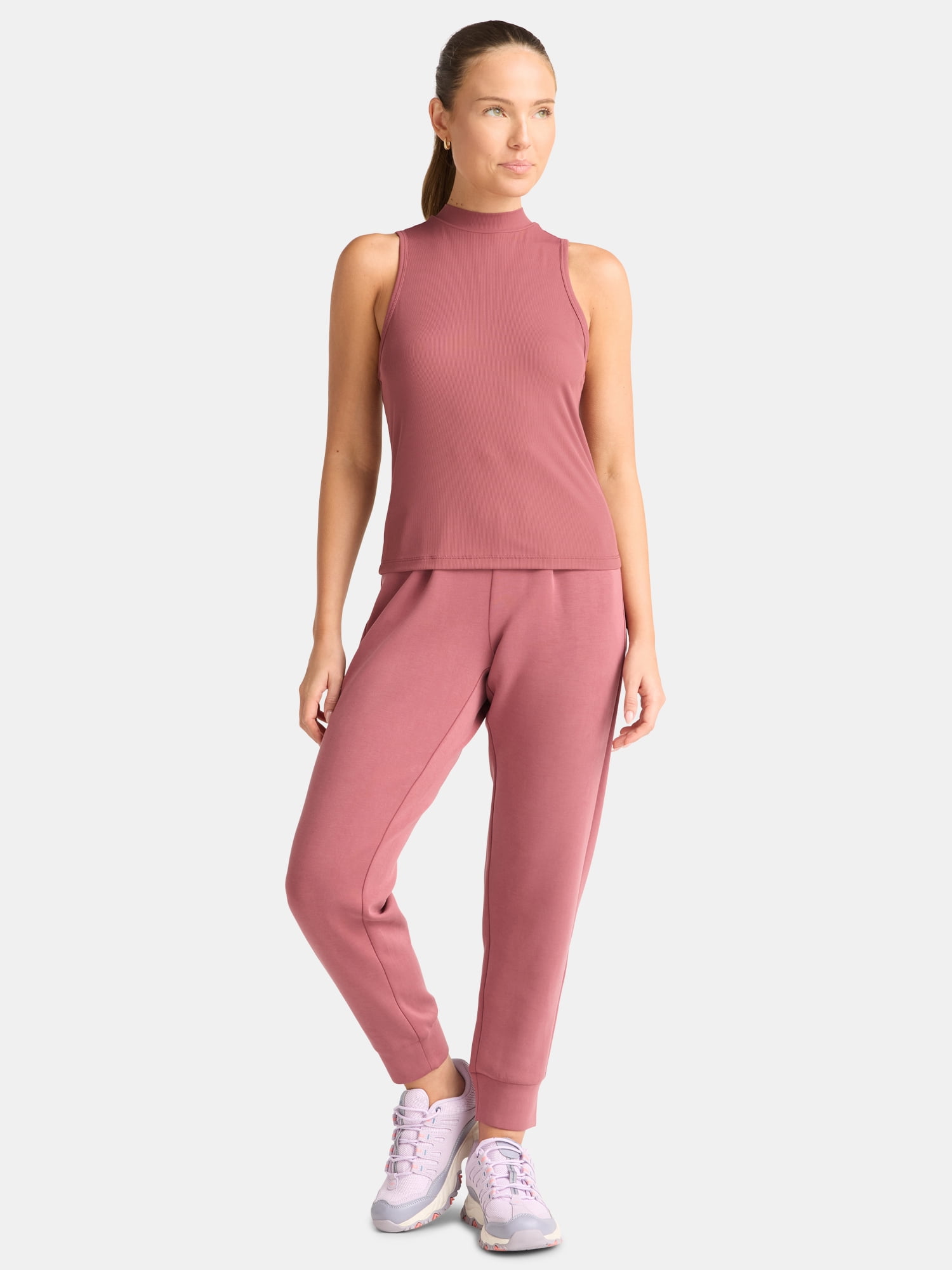 Avia Women's Ribbed Mock Neck Tank Top, Sizes XS-XXXL