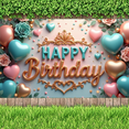 thumbnail image 3 of Floral Design Birthday Banner Heart Shape Pastel Colors for Birthday Party Celebration Decoration, 3 of 5