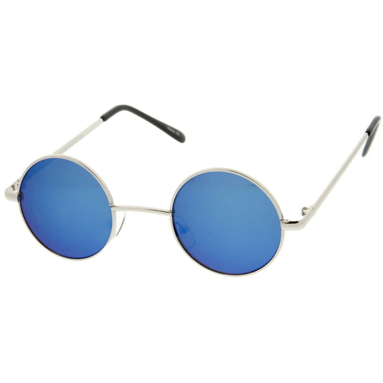 sunglassLA Unisex Small Retro Lennon Style Colored Mirror Lens