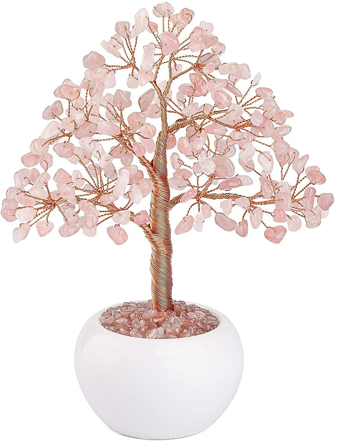 Rose Quartz Crystal Bonsai Tree Chakra Feng Shui Energy Healing Good Luck Wealth 
