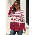 thumbnail image 2 of Women Striped Sweatshirts Hoodies Block Long Sleeve Pullover Sweatshirts Drawstring Loose Tops Fall Winter, 2 of 6