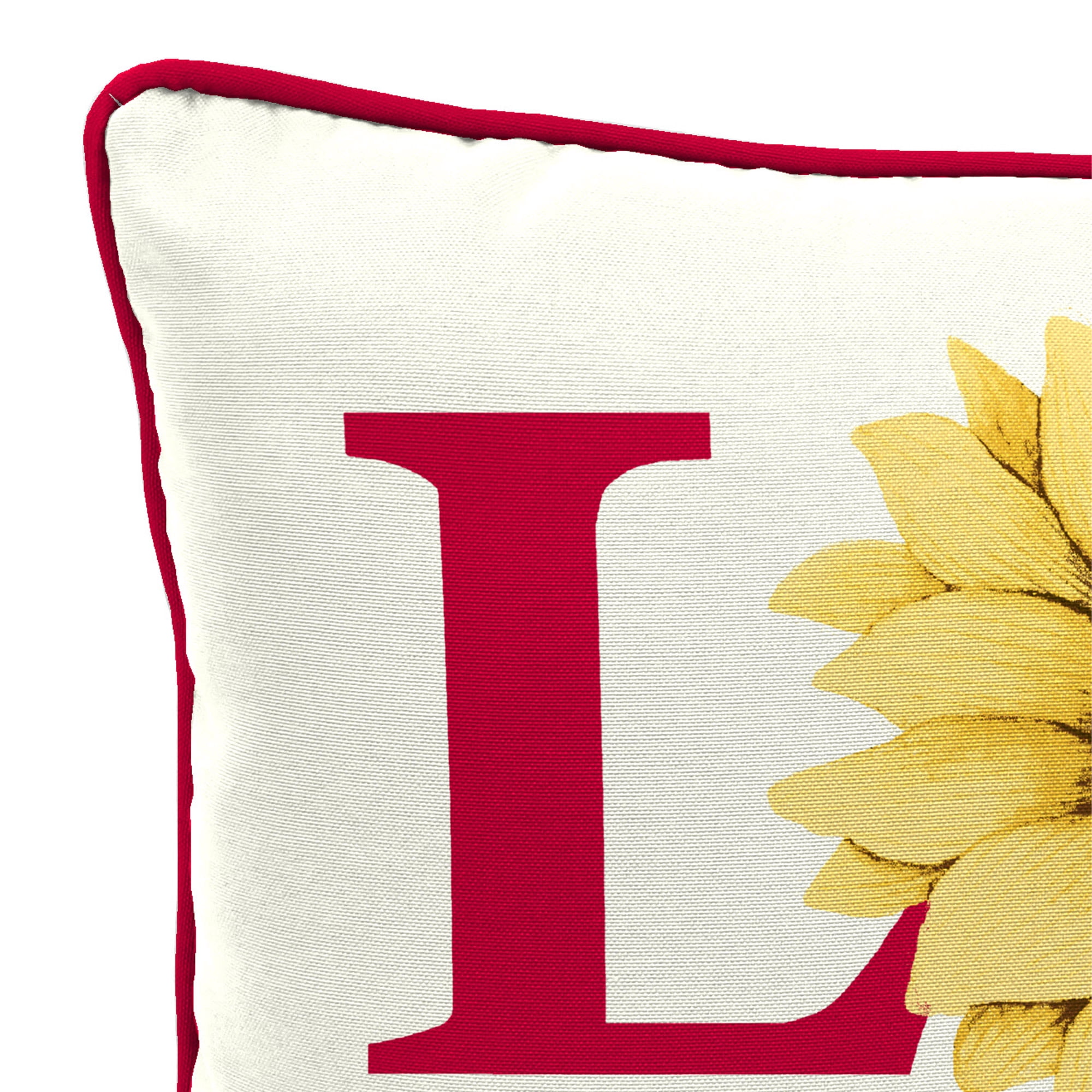 Jordan Manufacturing 16" x 16" Love Sunflower Cream Novelty Square Outdoor Throw Pillow with Welt