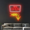 thumbnail image 3 of Handmadetneonsign We Are Open Here Neon Sign, Arrow Direction Wall Art Decor, Open Welcome Wall Decor, 3 of 5