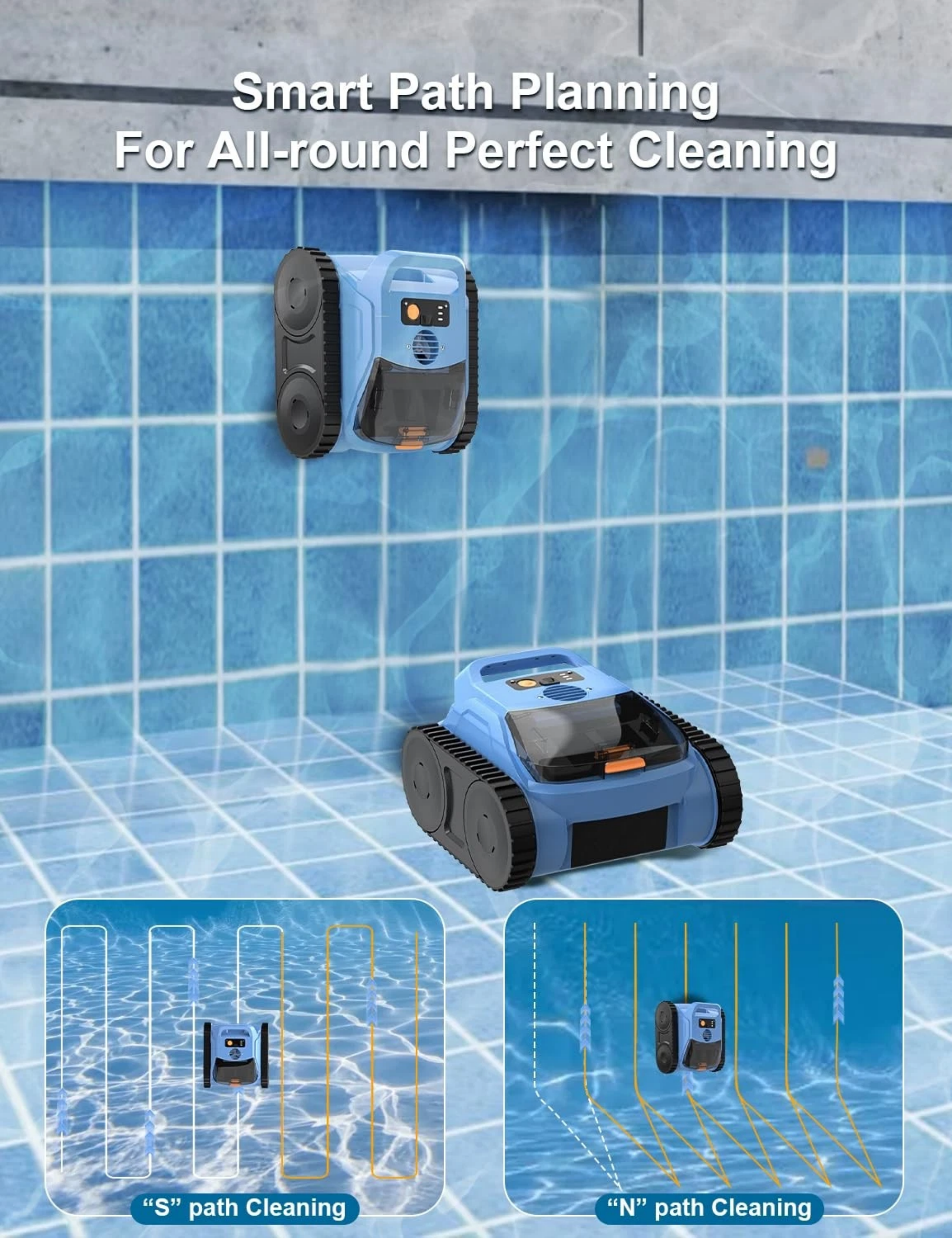 ZAMSLVRH Cordless Robotic Pool Cleaner, Wall-Climbing Pool Robot Vacuum for In-Ground & Above-Ground Pools, IP68 Waterproof (2026 New)
