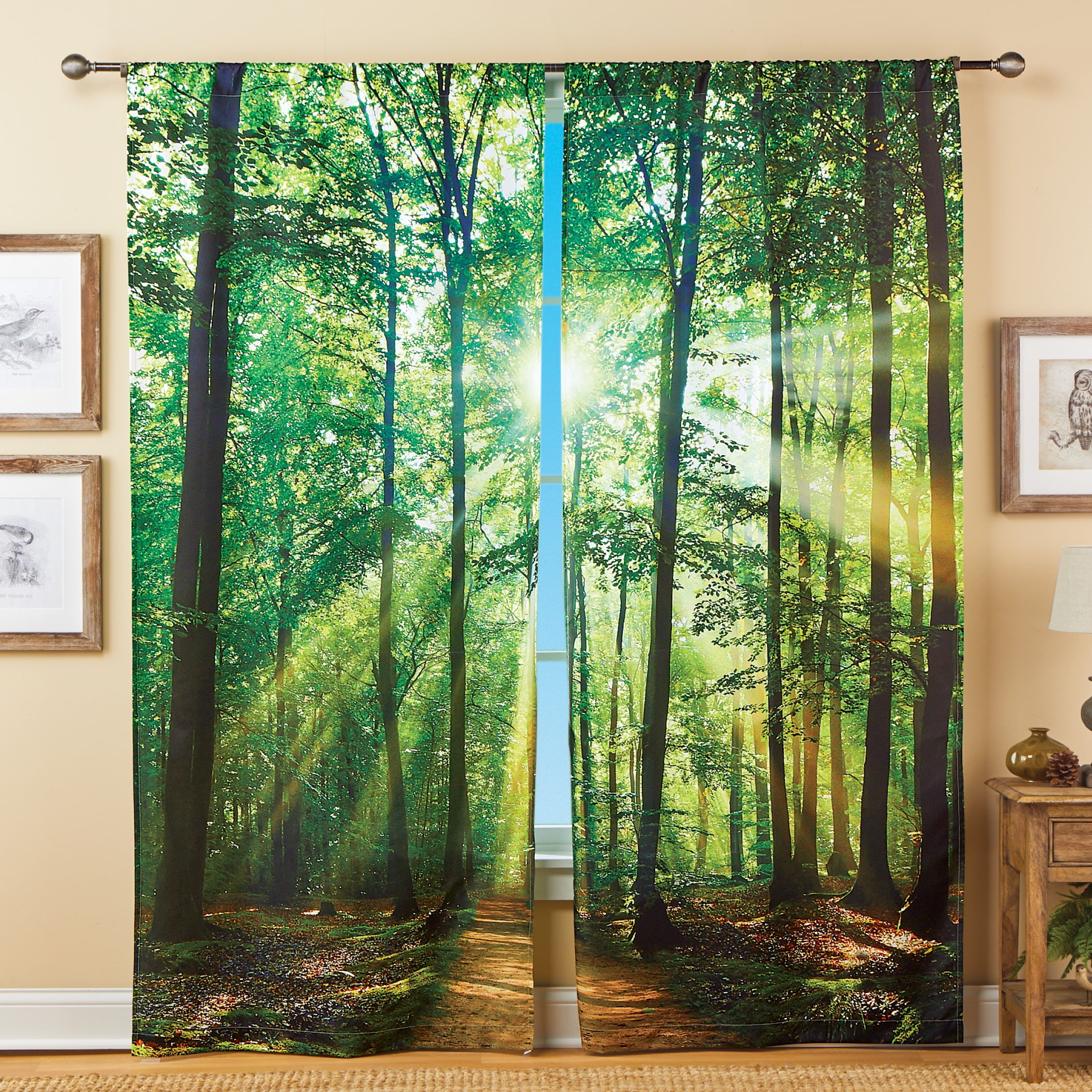 Collections Etc Enchanted Forest With Sunshine Scene Window Drapes