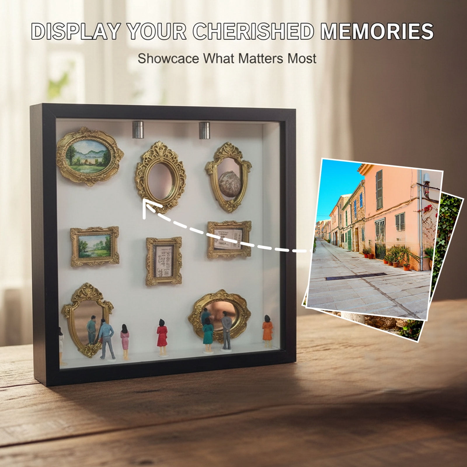 Shadow Box Frames, Mini Gold Frames, Frame Lights for Wall, Diy Mini Museum Silhouette Box, Miniature Frames, Keepsake Storage, Gallery Style, Wall Mounted, Light Wood, 1 Pc