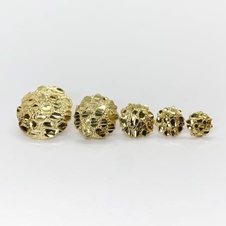 Bluebell Jewels 14k Yellow Gold Finish Silver Nugget Ball Stud Earrings Unique Crushed Metal Design