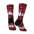 thumbnail image 5 of Uemuo Christmas Tree Buffalo Plaid Pattern Women's Crew Socks, Soft Durable Breathable Moisture-Wicking with Odor Control Cotton socks, 5 of 9