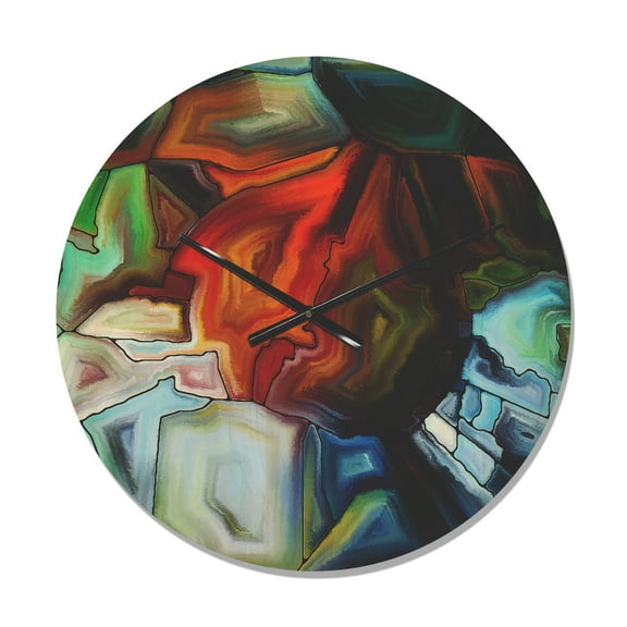 Designart 'Abstract Fractal Stained Glass Design ' Modern Wood Wall Clock