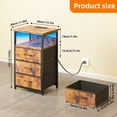 thumbnail image 6 of Tomnk Set of 2 Nightstands with Charging Station, Rustic Brown End Table with 3 Drawers, USB Ports, 6 of 8