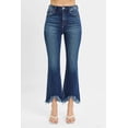 thumbnail image 1 of I AM A FASHION JUNKY RISEN Full Size High Rise Crop Bootcut Fray Hem Jeans Plus Size (Dark, 15(32)), 1 of 6