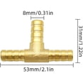 thumbnail image 3 of 4 conectores de manguera de latón, conector de manguera neumática, conector de manguera de combustible en T (0.315 in), 3 of 3