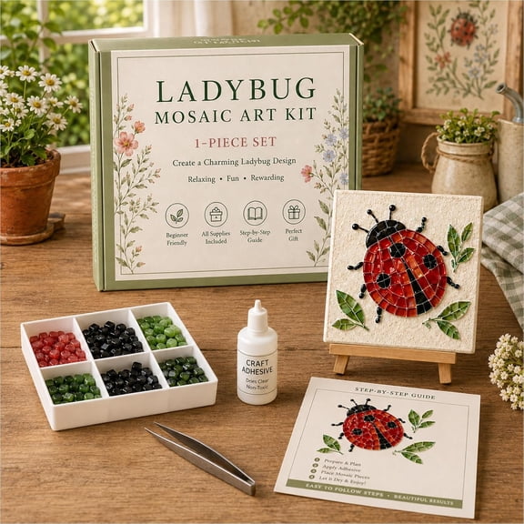 Cottage Garden Mosaic DIY Kit - Watering Can Mosaic Art Kit for Adults & Beginners, Relaxing Craft Hobby Set Includes Vibrant Beads, Glue, Tweezers & Display Easel, Aesthetic Home Decor Gift(D)