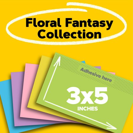 Post-it Notes, 3 in x 5 in, Floral Fantasy, 5 Pads