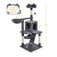 thumbnail image 2 of 54in Tall Cat Tree with Hammock, Multi-Level Cat Condo Tower, Natural Sisal Scratching Posts, Spacious Hideout and Basket, Pet Furniture for Active Cats, Light Gray, 2 of 5