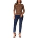 thumbnail image 2 of Camiseta básica de ajuste slim con cuello redondo y mangas de codo para mujer INSPIRE CHIC, camiseta casual impresa S Coffee-Paisley, 2 of 5