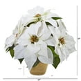 thumbnail image 2 of Nearly Natural Poinsettia Artificial Flowers in Ceramic Vase, White, 2 of 2