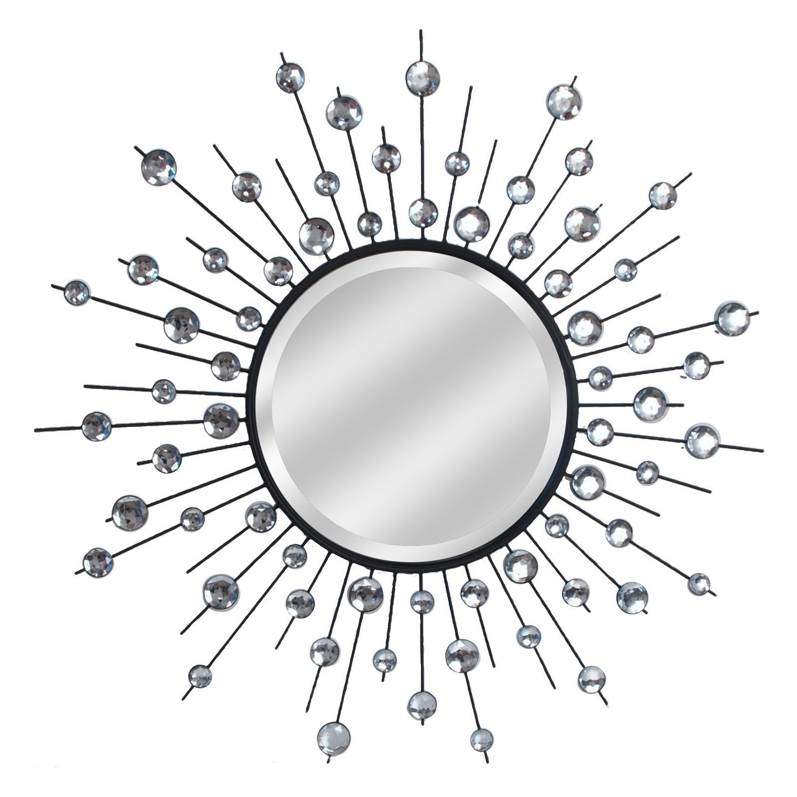 Three Hands Starburst Jeweled Wall Mirror 31.5 in.