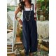 thumbnail image 5 of Txlixc Babero de ocio femenino, pantalones de verano sin mangas de piernas anchas de color sólido, con bolsillos Txlixc moda, 5 of 8