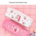 thumbnail image 6 of BE-TOOL PU Pencil Case Pencil Pens Bag Zipper Stationery Box Cosmetic Bag Office Organizer Box Pink Strawberry Pattern, 6 of 8