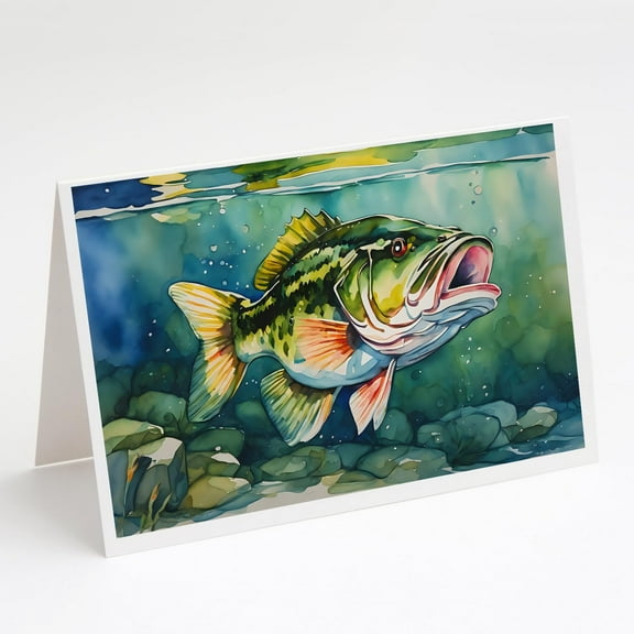 Largemouth Bass Greeting Cards Pack of 8 7 in x 5 in