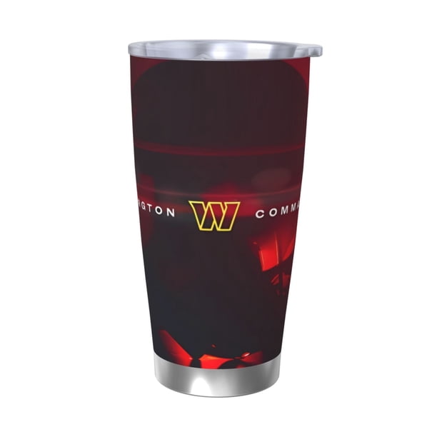Taza térmica duradera de acero inoxidable 304 con tema del equipo de fútbol de Commanders con tapa y pajita Taza térmica de acero inoxidable de 20 oz Taza para automóvil Adecuada para bebidas frías y