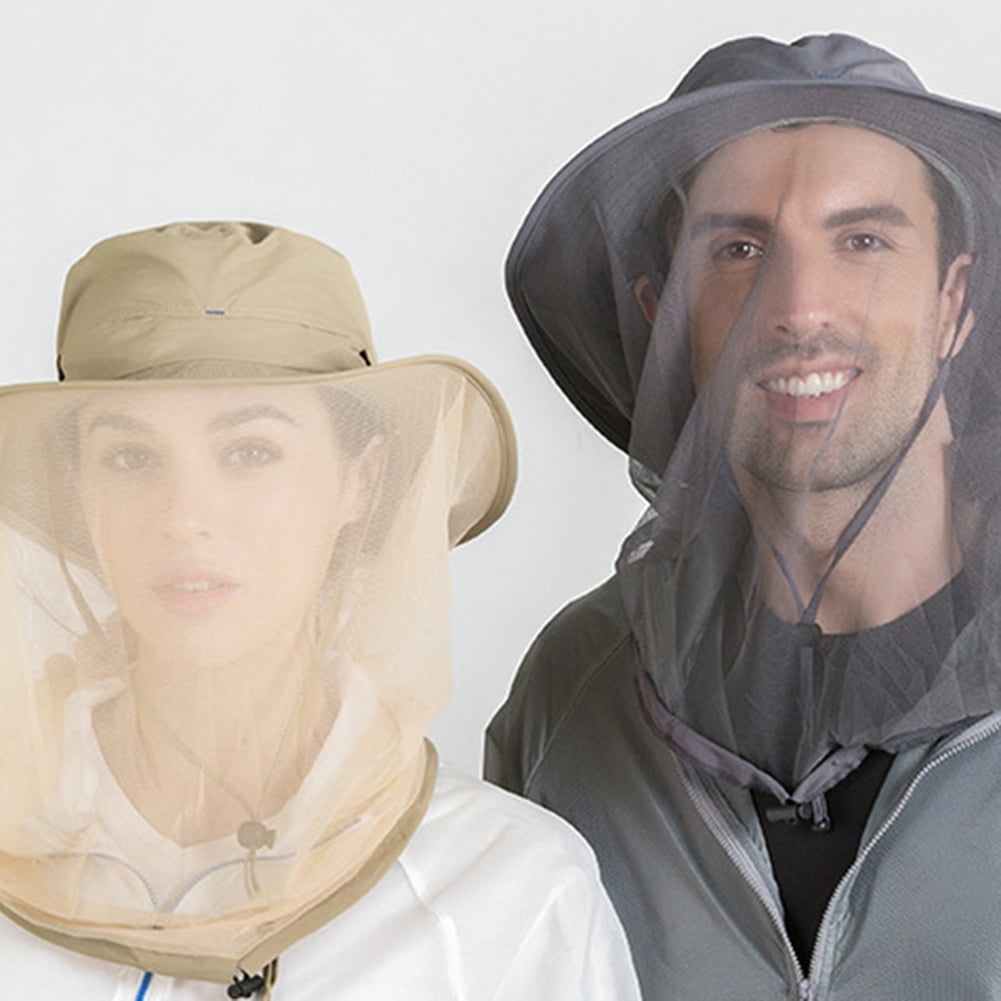 AYYUFE Outdoor Women Men Anti Bug Bee Mosquito Hat Head Net Sun Protection Bucket Cap