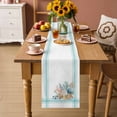 thumbnail image 2 of Aqua Coastal Table Runner 60 Inches, Nautical Seashells Coral Leaves Stripes Bed Runner Dresser Scarves Tabletop for Indoor Outdoor Parties/Ceremony/Banquet, 13" x 60", 2 of 8