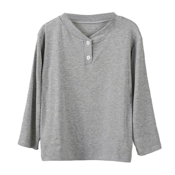 Teen Tshirt Boys Grey Long Sleeve Shirt Kids Crew Neck Shirt Basic Tees Fall Clothes Girls Tops Size 13-14 Years
