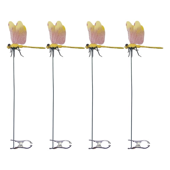 Dragonfly Clip,3D Dragonfly Garden Stakes Decor,Fly Deterrent, Dragonfly Humming Bird Stakes, Suitable for Indoor/Outdoor Garden(4PC)