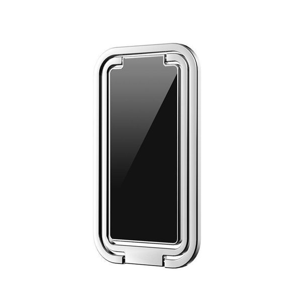 yeacher 360° Rotatable Zinc Alloy Phone Stand - Foldable Desktop Holder for Live Streaming, Black/Silver, Compact & Lightweight (71x41x3.5mm, 43g)