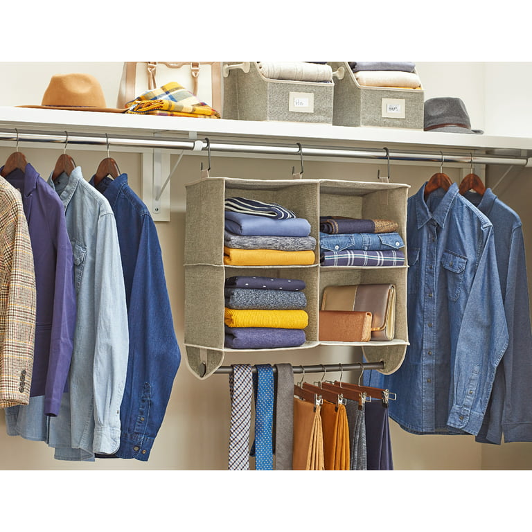 TSV 4-shelf Hanging Closet Organizer, 31.5 Collapsible Hanging Clothes  Storage Organizer, Gray