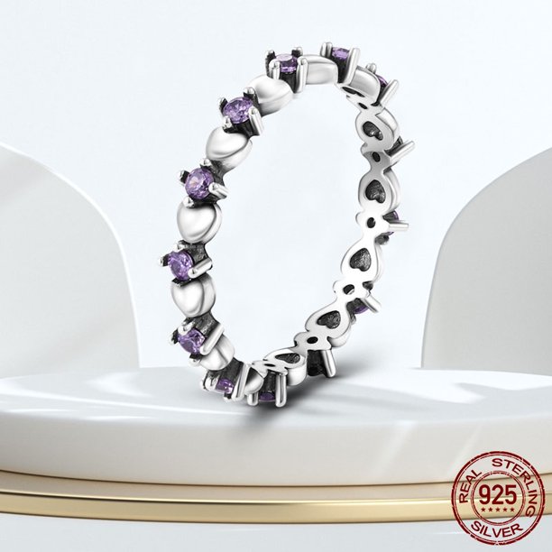Anillos de dedo de plata para mujer, anillo de cóctel de Plata de Ley 925 Original para mujer, joyería de boda con corazón de circonita cúbica geométrica Tan Jianjun unisex