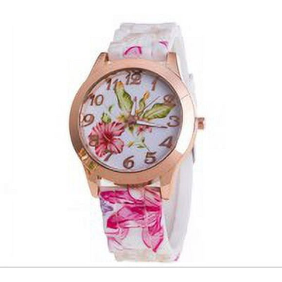 Baohd Geneva silicone printed watch with floral quartz print