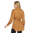 thumbnail image 3 of Blusón Largo Mujer Moda Casual Café Manga Larga Con Puño Tipo Camisa Lisa Botones Bolsa Delantera cafe M INCÃGNITA 550413, 3 of 5
