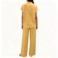 thumbnail image 5 of Linen Sets for Women 2 Piece Summer Casual Short Sleeve V Neck Button down Shirts Matching Loose Wide Leg Pants, 2XL, 5 of 8