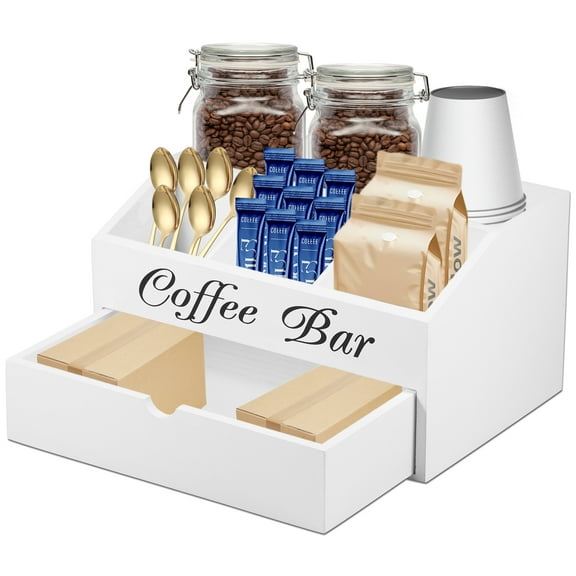 2Pcs Coffee Station Organizer Solid Wood Coffee Bar Organizer Accessories Organizer Practical Coffee Station Organizer Versatile Coffee Pods Holder for Home