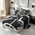 thumbnail image 2 of Manfei Black Gray Circle Twin Sheets, Aesthetic Minimalist Bedding, Black Reversible 3-Piece1 Flat Sheet + 1 Fitted Sheet + 1 Pillowcase, 2 of 6
