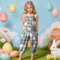 thumbnail image 2 of Staki Toddler Girl Easter Outfit Jumpsuits for Girls Casual Sleeveless Loose Spaghetti Strap Summer Rompers Long Pants with Pockets 1-10Y(Gray,9-10 Years), 2 of 6
