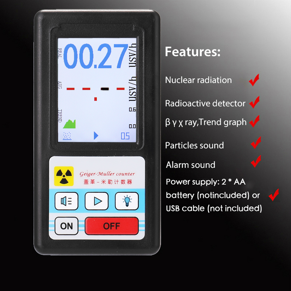 Handheld Portable Geiger Counter Multifunctional Nuclear Radiation Detector  Personals Dosimeter Marble Detectors Beta Gamma X-ray Tester
